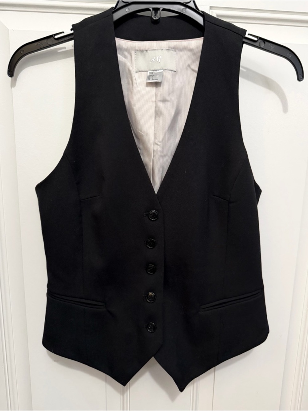 H&M Black Tailored Women's Vest with V-Neck